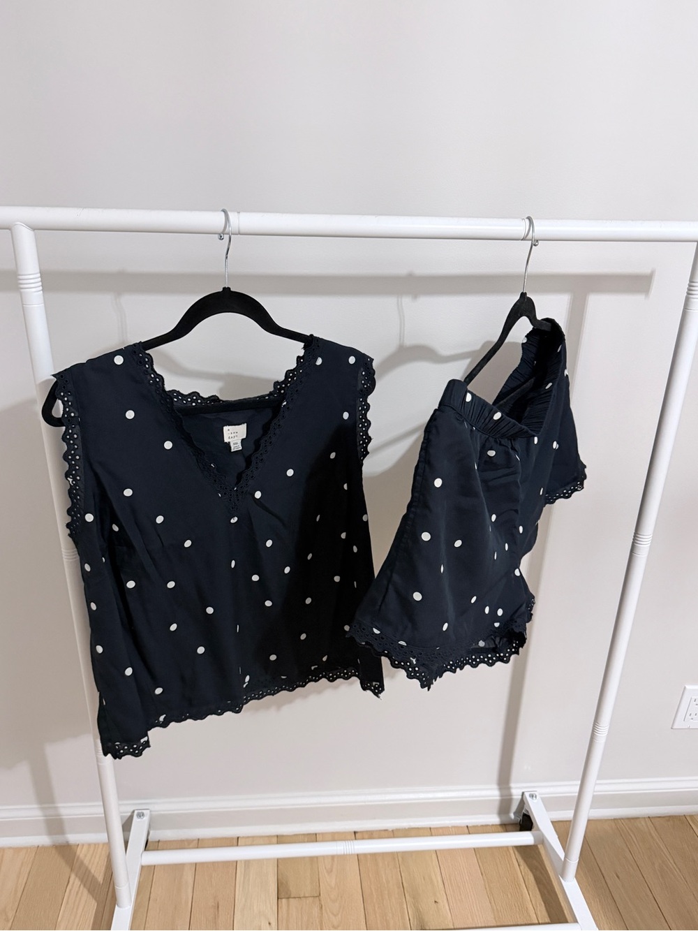 Target Navy Polka Dot Lace-Trim Camisole Set